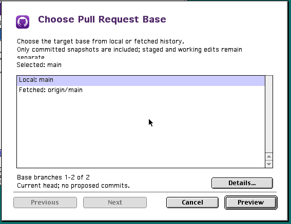 Choosing a pull request base