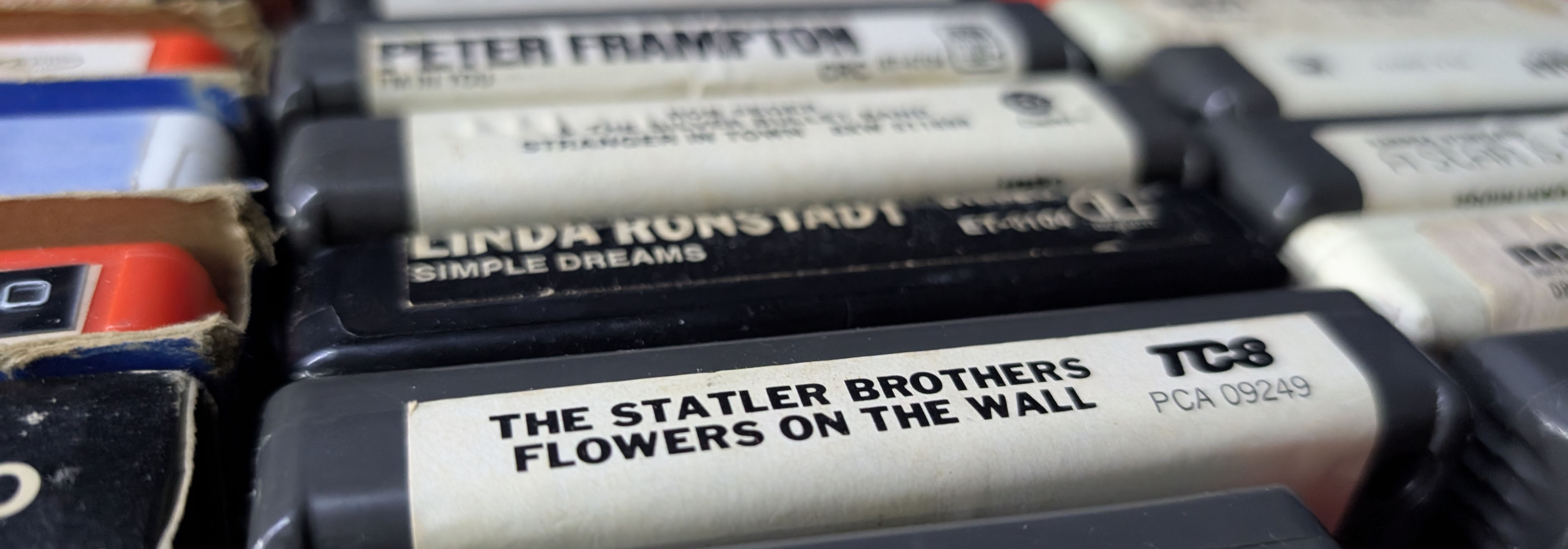A collection of 8-track cartridges