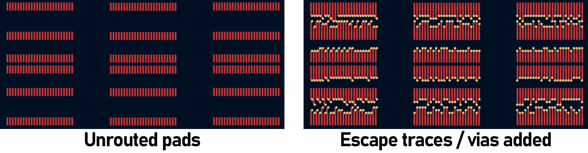 The escape path planning for individual pads