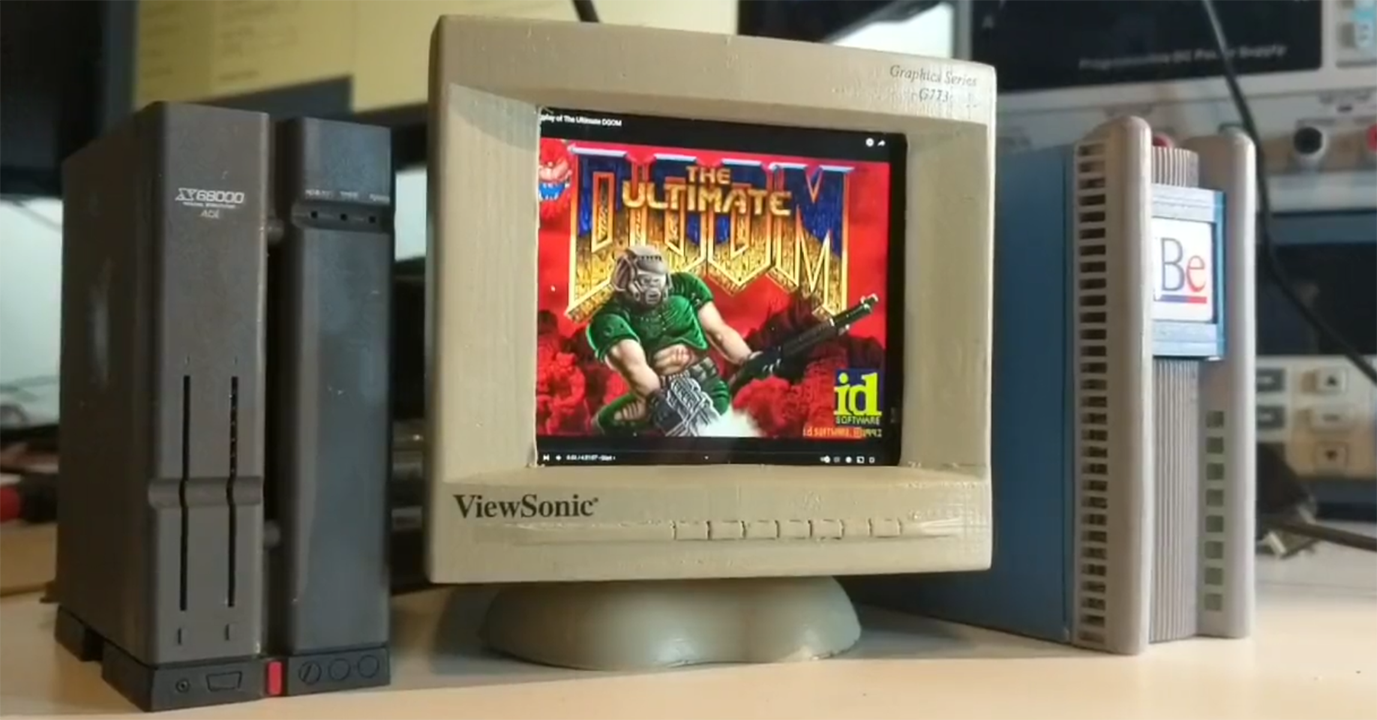 The monitor running Doom